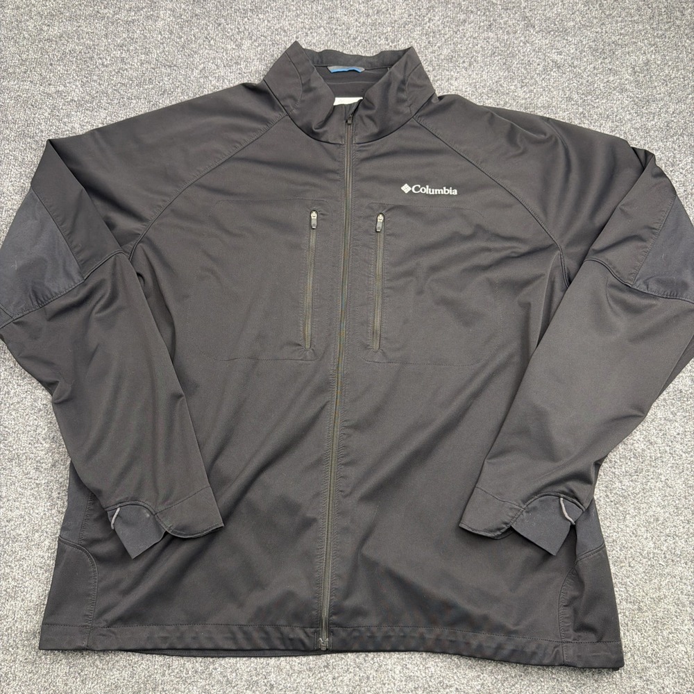 Columbia Men 2XL Black Gate Racer Softshell Jacket Dual Chest Pockets XM7141 XXL